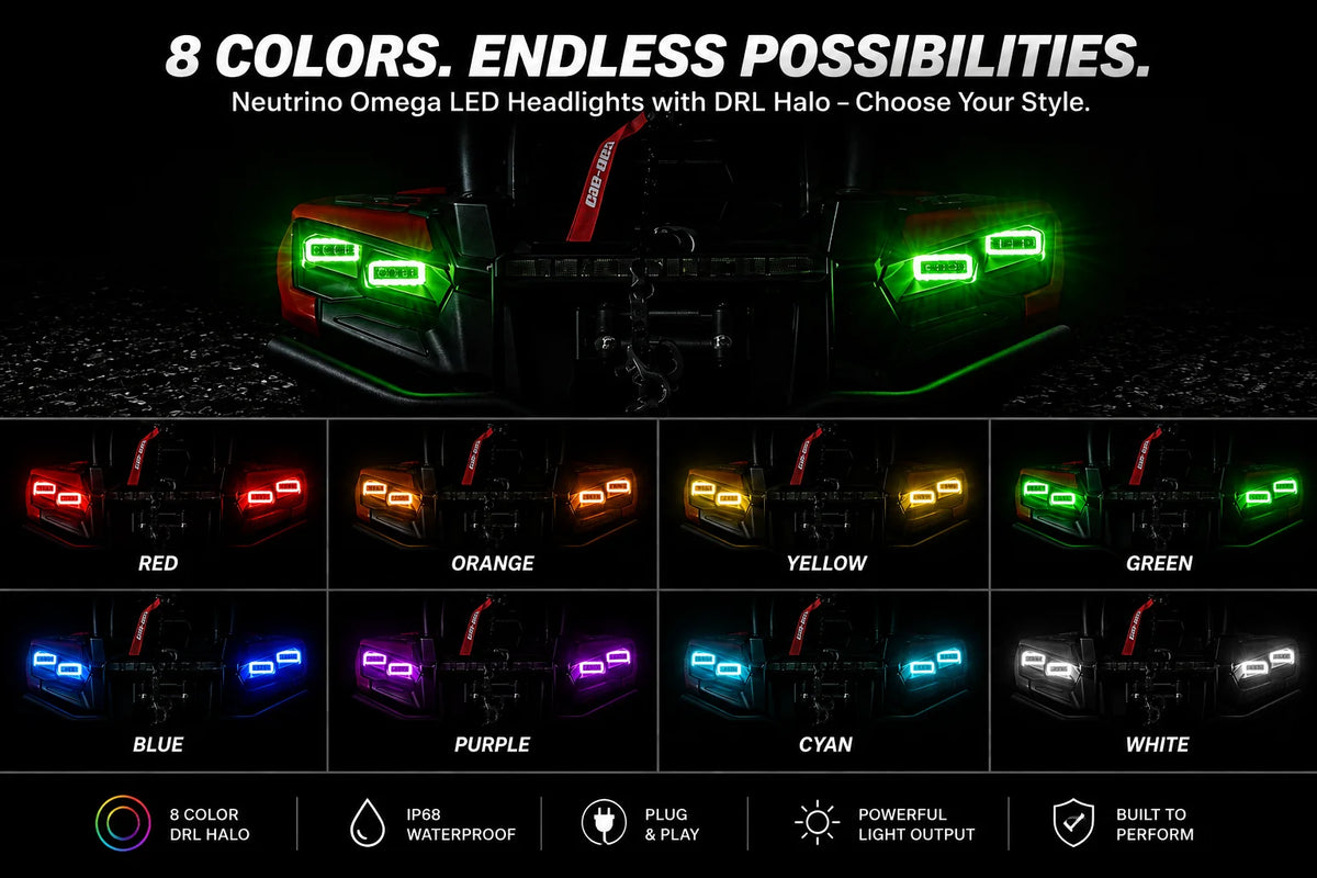 NEUTRINO OMEGA COMPLETE HEADLIGHTS FOR CAN-AM ATV/SXS *Confirm Fitment For Machine In Description*