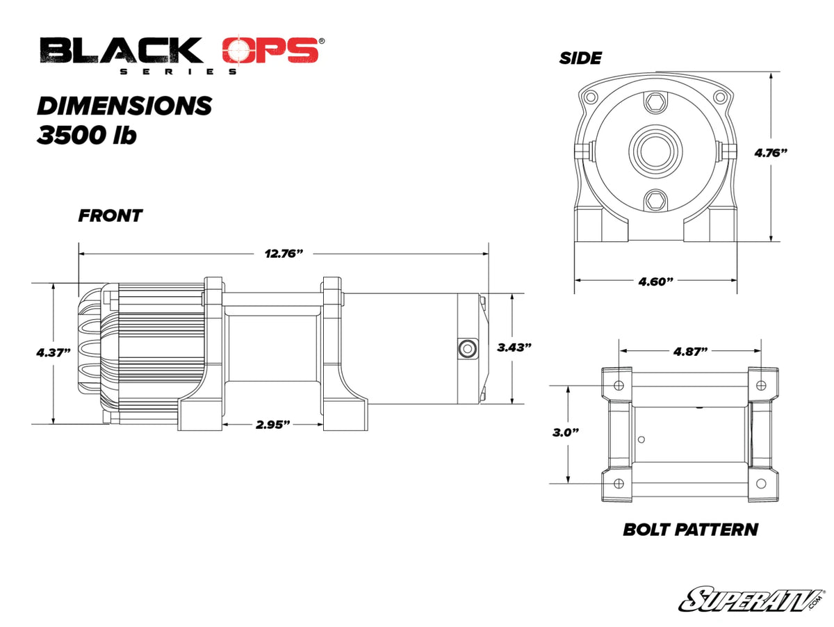 3500 Lb. UTV/ATV Winch (With Wireless Remote & Synthetic Rope)